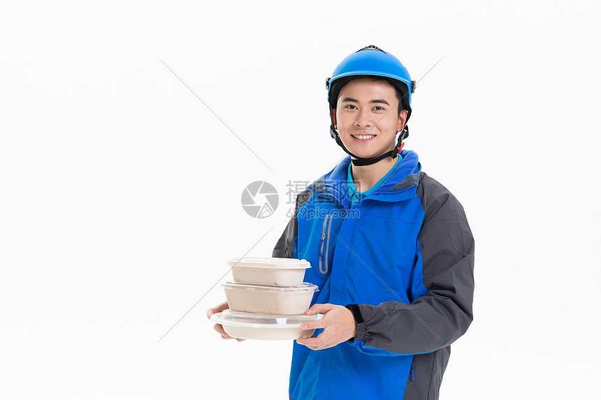 送餐员小哥递送外卖